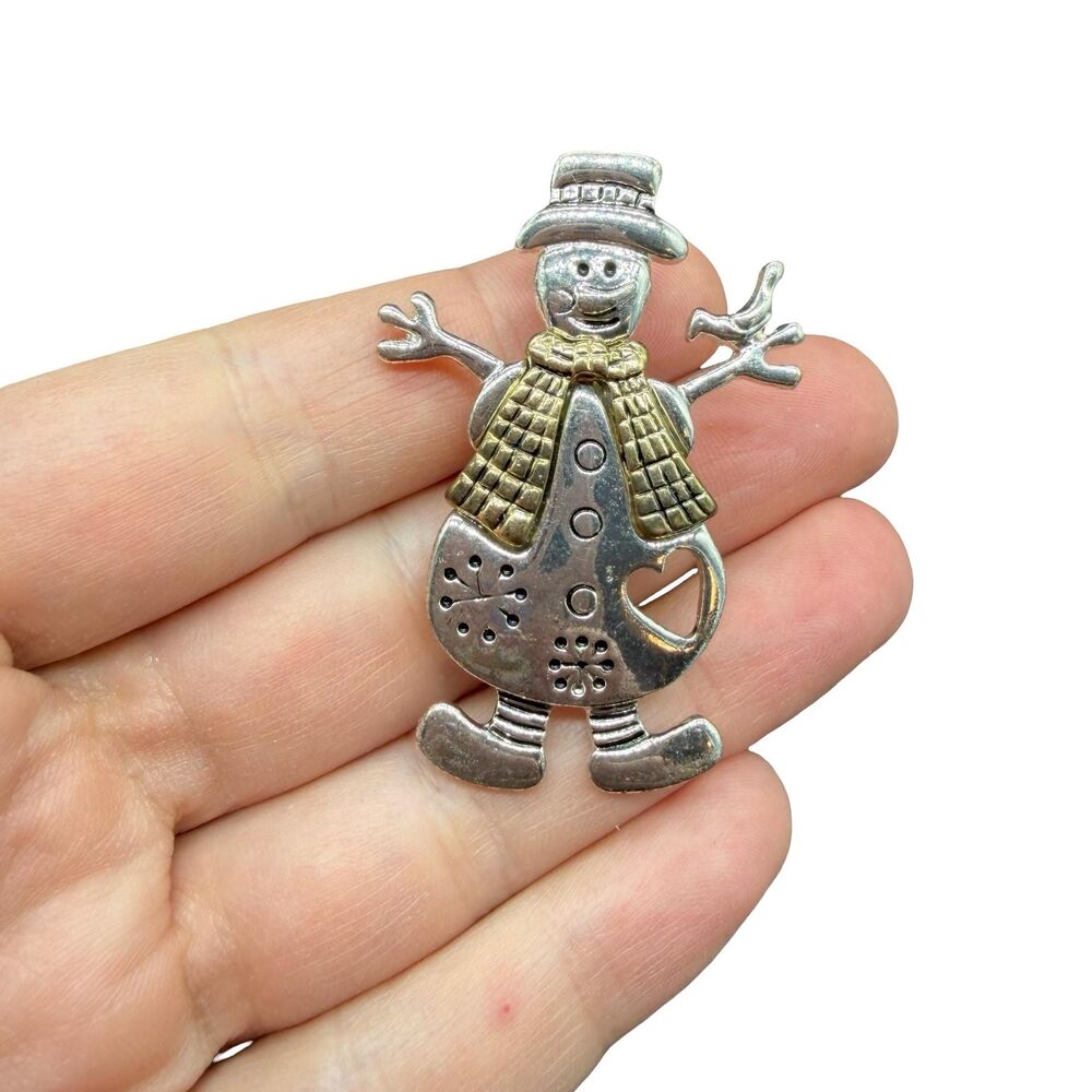 Vintage Christmas Jewelry Snowman Brooch Snowman Pin